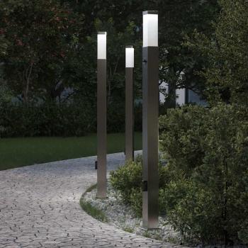 ARDEBO.de - Pollerleuchten mit Sensor&Steckdose 3 Stk. 110 cm Edelstahl IP44