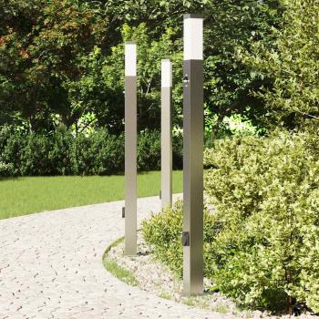 Pollerleuchten mit Sensor&Steckdose 3 Stk. 110 cm Edelstahl IP44