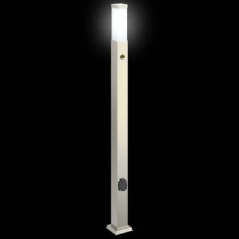 Pollerleuchten mit Sensor&Steckdose 3 Stk. 110 cm Edelstahl IP44