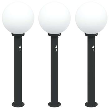 Pollerleuchten mit Sensor 3 Stk. 80 cm Schwarz IP44