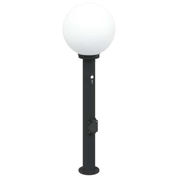 Pollerleuchte mit Sensor und Steckdose 80 cm Schwarz IP44