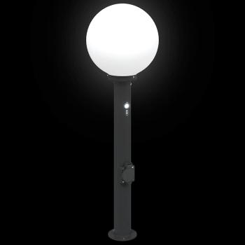 Pollerleuchte mit Sensor und Steckdose 80 cm Schwarz IP44