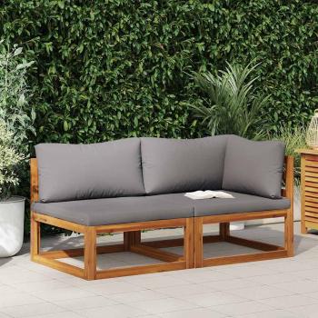 ARDEBO.de - 2-tlg. Sofa-Set mit dunkelgrauen Kissen Akazie Massivholz