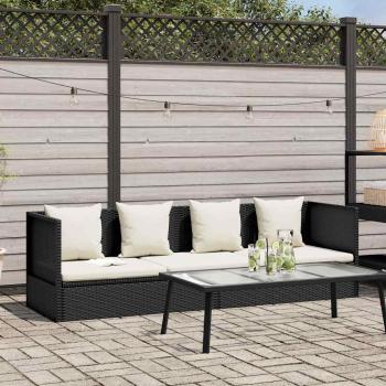 ARDEBO.de - Garten-Sofabett mit Kissen Poly Rattan Schwarz