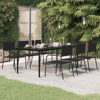 ARDEBO.de - Garten-Esstisch Schwarz 200x100x74 cm Stahl und Glas
