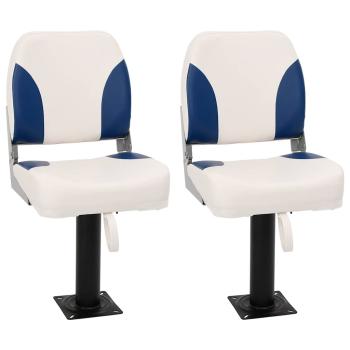 ARDEBO.de - Klappbarer Bootsitz 2er-Set Blau und Wei? 41x36x48 cm