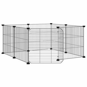 8-Panel-Haustierkäfig mit Tür Schwarz 70x70x35 cm Stahl