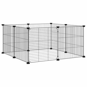8-Panel-Haustierkäfig mit Tür Schwarz 70x70x35 cm Stahl