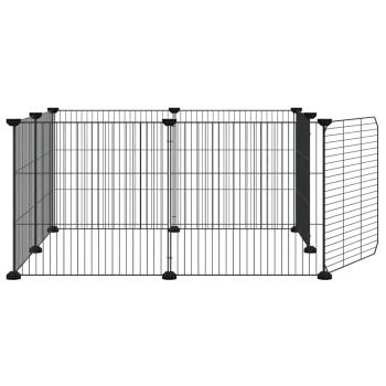 8-Panel-Haustierkäfig mit Tür Schwarz 70x70x35 cm Stahl
