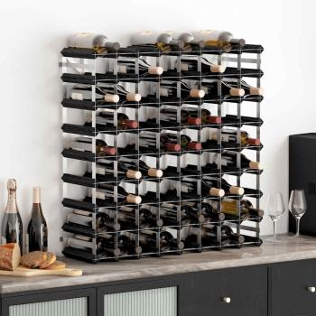 ARDEBO.de - Weinregal für 72 Flaschen Schwarz Massivholz Kiefer