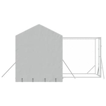 Outdoor-Hundezwinger mit Dach Silbern 4x4x2,5m Verzinkter Stahl