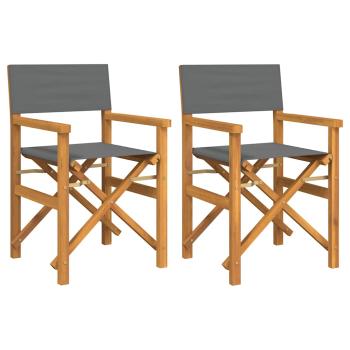 Regiest?hle 2 Stk. Klappbar Grau Massivholz Teak