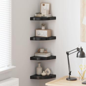 ARDEBO.de - Eck-Schweberegale 4 Stk. Hochglanz-Schwarz 25x25x3,8 cm MDF