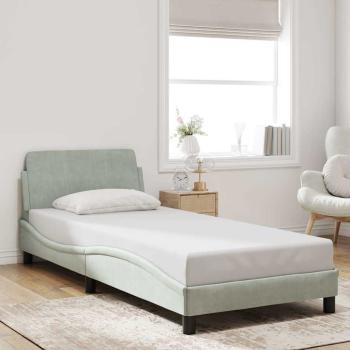 ARDEBO.de - Bettgestell Dover Hellgrau 90x190 cm Samt