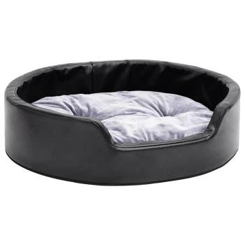 Hundebett Schwarz-Grau 69x59x19 cm Plüsch und Kunstleder
