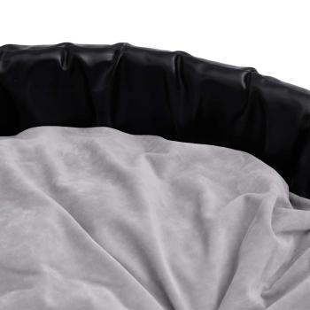 Hundebett Schwarz-Grau 69x59x19 cm Plüsch und Kunstleder