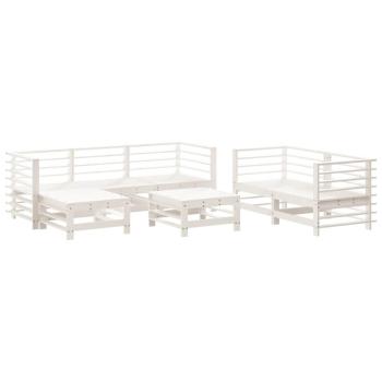 7-tlg. Garten-Lounge-Set Weiß Massivholz Kiefer