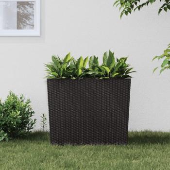 ARDEBO.de - Pflanzkübel mit herausnehmbaren Einsatz Braun 12/44 L PP-Rattan