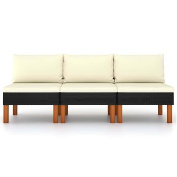 ARDEBO.de - Mittelsofas 3 Stk. Poly Rattan und Eukalyptus Massivholz