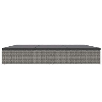 Sonnenliege mit Auflagen Poly Rattan Dunkelgrau