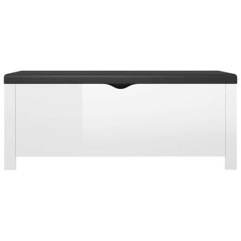 Sitzbank mit Stauraum und Kissen Hochglanz-Weiß 105x40x45cm