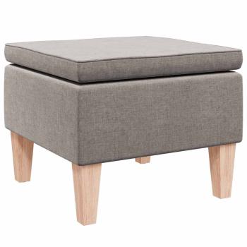 Hocker mit Holzbeinen Taupe Stoff