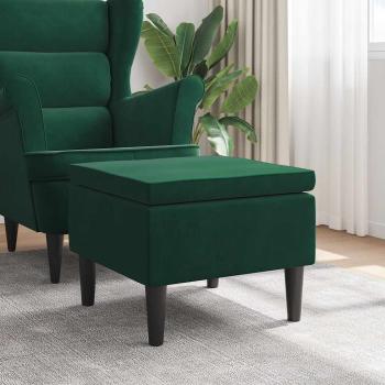 ARDEBO.de - Hocker mit Holzbeinen Dunkelgrün Samt