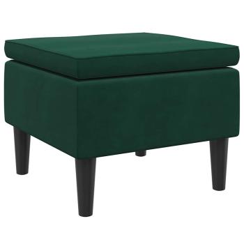 Hocker mit Holzbeinen Dunkelgrün Samt