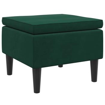 Hocker mit Holzbeinen Dunkelgrün Samt