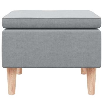 Hocker mit Holzbeinen Hellgrau Stoff
