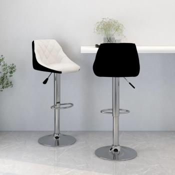 ARDEBO.de - Barhocker 2 Stk. Weiß und Schwarz Kunstleder