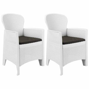 ARDEBO.de - Gartenst?hle 2 Stk. mit Kissen Wei? Kunststoff Rattan-Optik