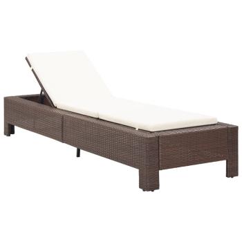 ARDEBO.de - Sonnenliege mit Auflage Braun Poly Rattan