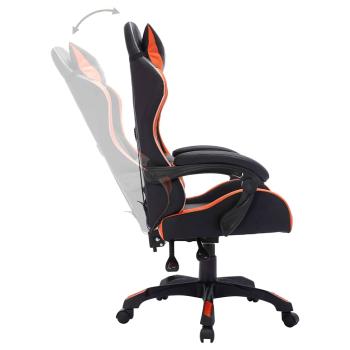 Gaming-Stuhl mit RGB LED-Leuchten Orange und Schwarz Kunstleder