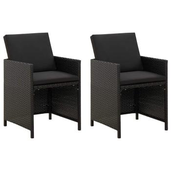 ARDEBO.de - Gartenstühle mit Kissen 2 Stk. Poly Rattan Schwarz