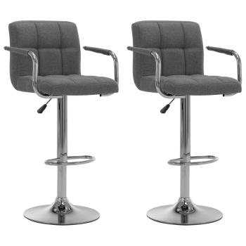 ARDEBO.de - Barhocker 2 Stk. Hellgrau Stoff
