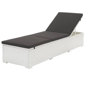 ARDEBO.de - Sonnenliege mit Auflage Poly Rattan Weiß