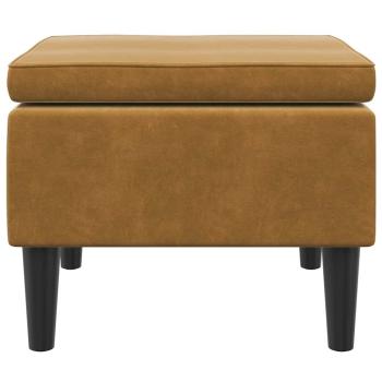 Hocker mit Holzbeinen Braun Samt