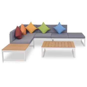 ARDEBO.de - 4-tlg. Garten-Lounge-Set mit Auflagen Aluminium und WPC