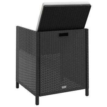 5-tlg. Garten-Essgruppe Poly Rattan Akazienholz Schwarz