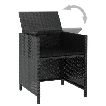 5-tlg. Garten-Essgruppe Poly Rattan Akazienholz Schwarz