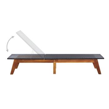 Sonnenliege mit Tisch Poly Rattan und Massivholz Akazie