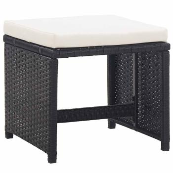 15-tlg. Garten-Essgruppe mit Kissen Poly Rattan Schwarz