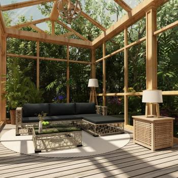 ARDEBO.de - 5-tlg. Garten-Lounge-Set mit Auflagen Poly Rattan Grau