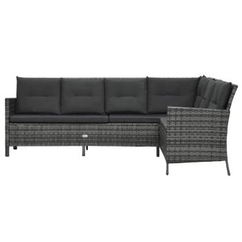 3-tlg. Garten-Lounge-Set mit Auflagen Poly Rattan Grau