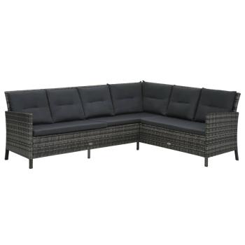 3-tlg. Garten-Lounge-Set mit Auflagen Poly Rattan Grau