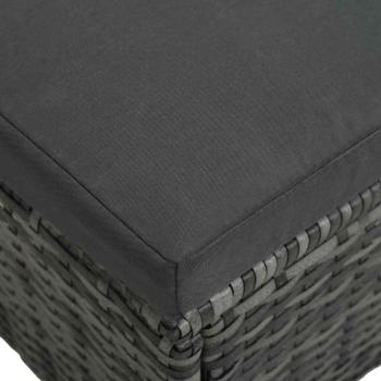 3-tlg. Garten-Lounge-Set mit Auflagen Poly Rattan Grau