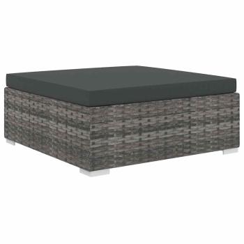 10-tlg. Garten-Lounge-Set mit Auflagen Poly Rattan Grau
