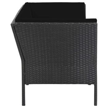 6-tlg. Garten-Lounge-Set mit Auflagen Poly Rattan Schwarz