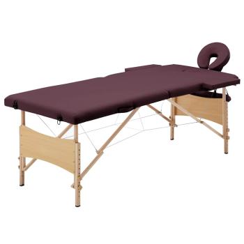 ARDEBO.de - Massageliege Klappbar 2-Zonen mit Holzgestell Bordeaux-Lila